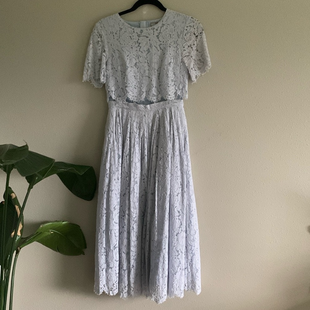 ASOS lace blue midi dress